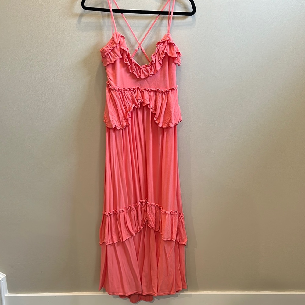 Vici Pink Ruffled Maxi Dress